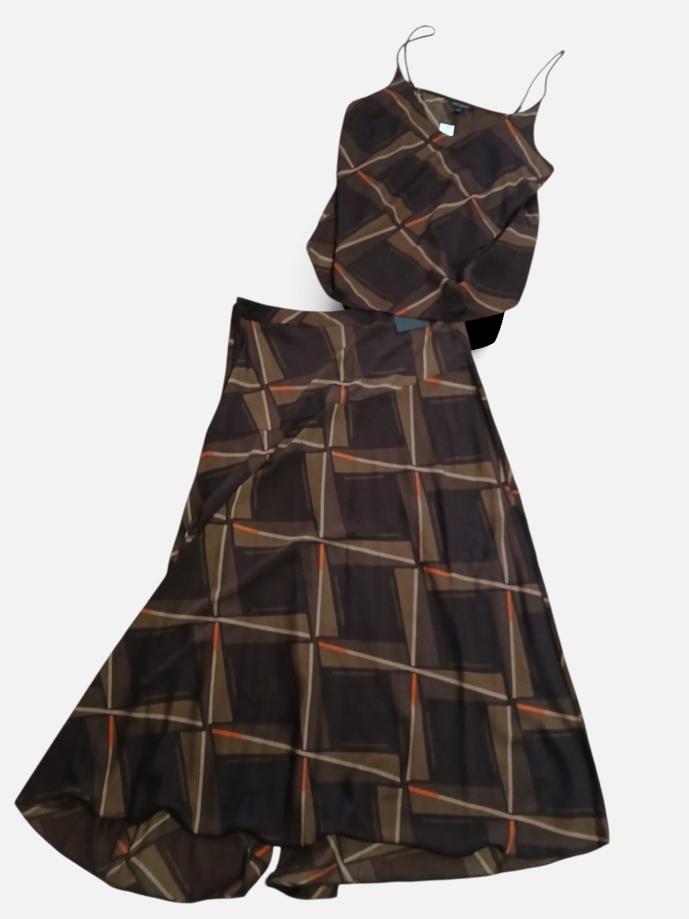 Banana Republic Sleeveless Geometric Print Maxi Skirt Set  14 Tall
